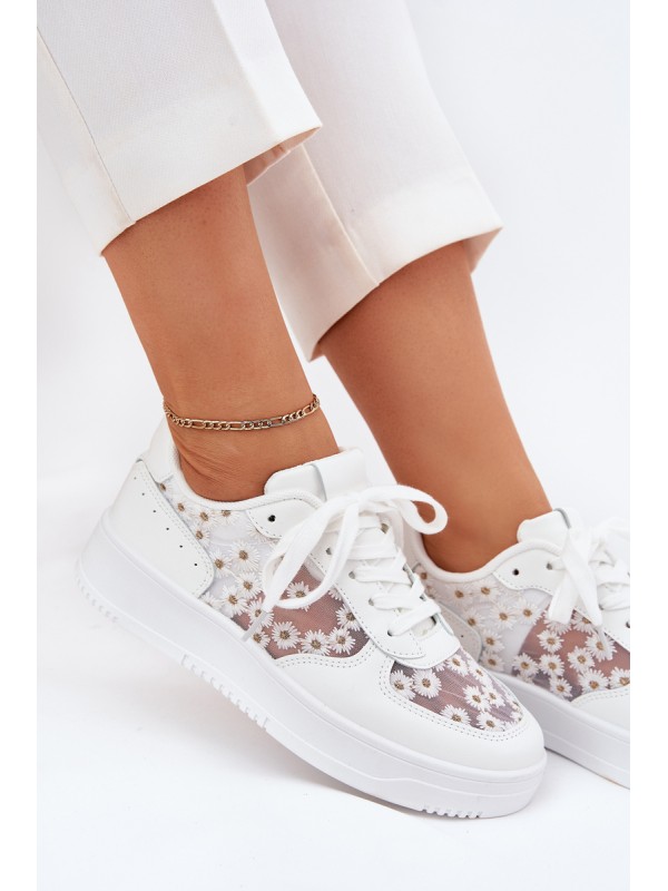 Mesh Women's Sneakers Daisies White Jenithra