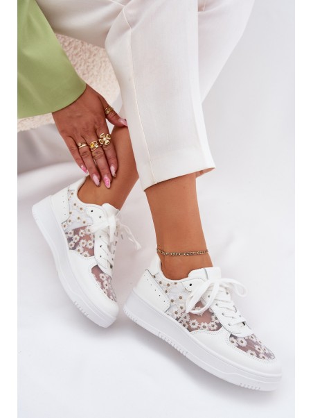 Mesh Women's Sneakers Daisies White Jenithra