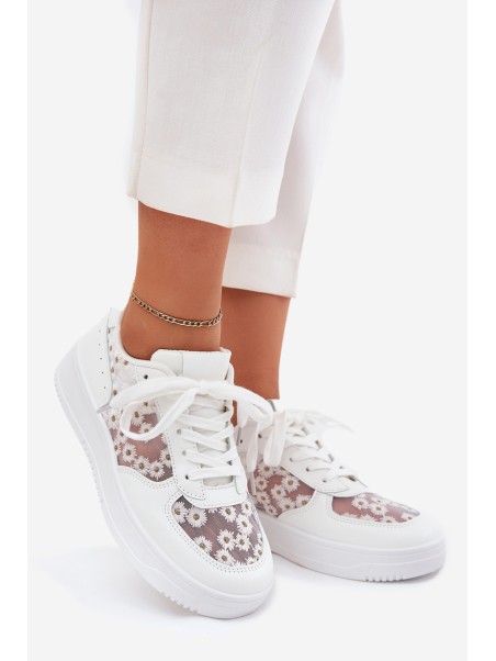 Mesh Women's Sneakers Daisies White Jenithra