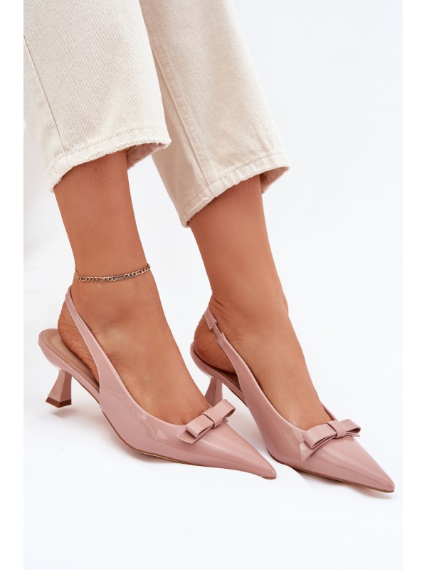 Lacquered High Heels With Bow Nude Naylna