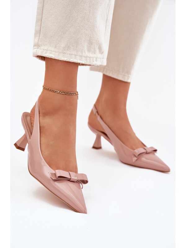 Lacquered High Heels With Bow Nude Naylna 2