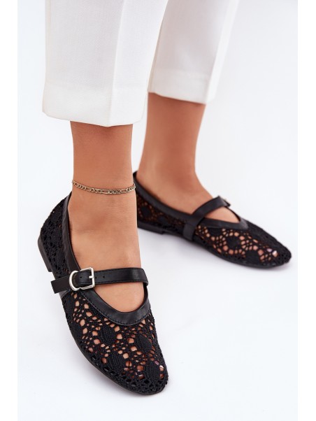 Perforated ballerinas with strap black Orphali