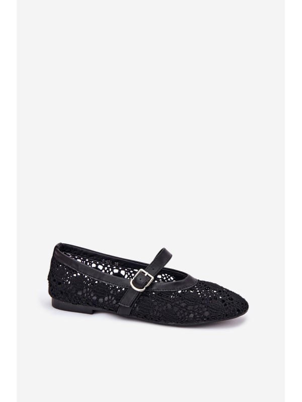 Perforated ballerinas with strap black Orphali