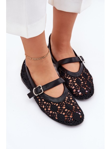 Perforated ballerinas with strap black Orphali