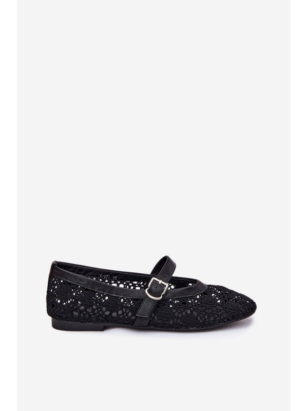 Perforated ballerinas with strap black Orphali