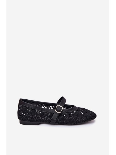 Perforated ballerinas with strap black Orphali