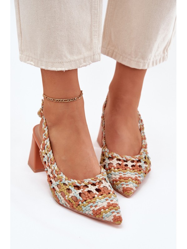 Sandals With Braiding On A Heel Multicolor Ebina