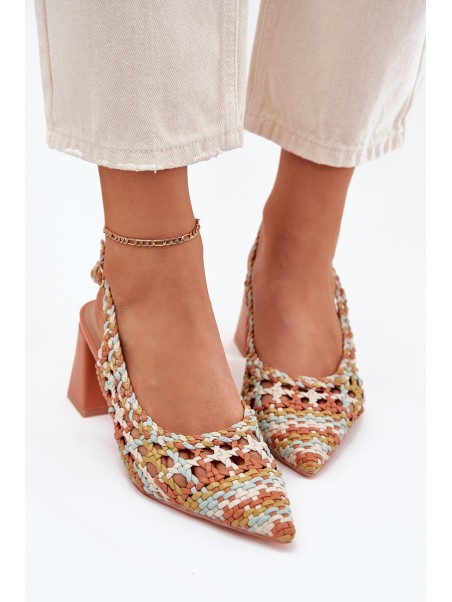 Sandals With Braiding On A Heel Multicolor Ebina