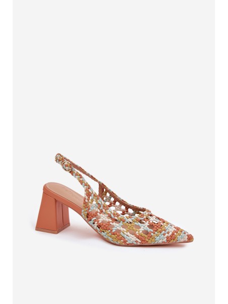Sandals With Braiding On A Heel Multicolor Ebina