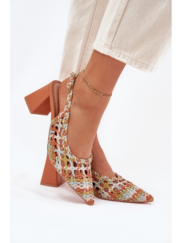 Sandals With Braiding On A Heel Multicolor Ebina