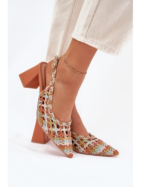 Sandals With Braiding On A Heel Multicolor Ebina