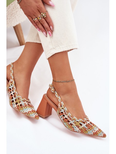 Sandals With Braiding On A Heel Multicolor Ebina