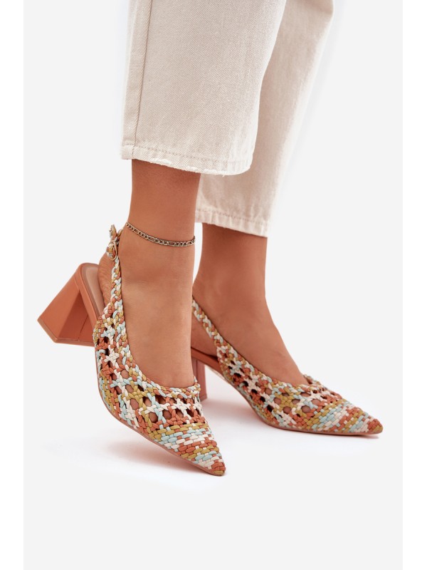 Sandals With Braiding On A Heel Multicolor Ebina