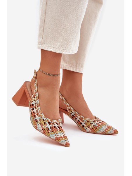 Sandals With Braiding On A Heel Multicolor Ebina