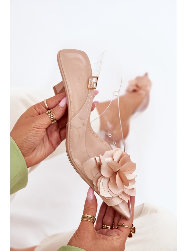 Transparent High Heels With Decorative Flower Nude Risalie
