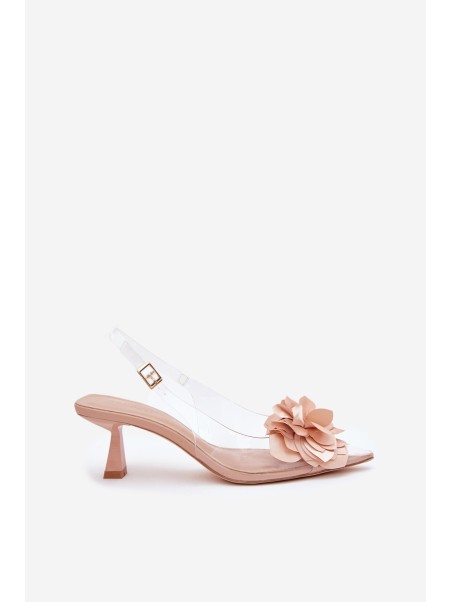 Transparent High Heels With Decorative Flower Nude Risalie