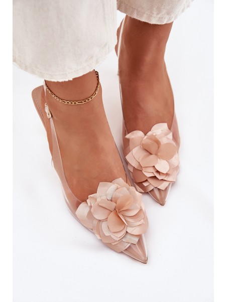 Transparent High Heels With Decorative Flower Nude Risalie
