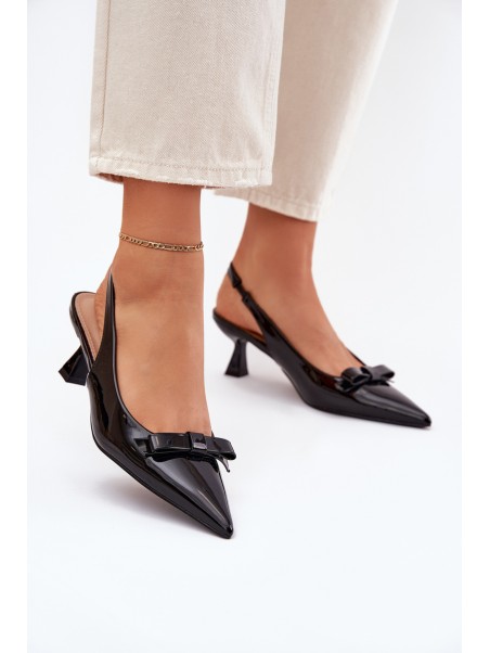Patented High Heels With Bow Black Naylna