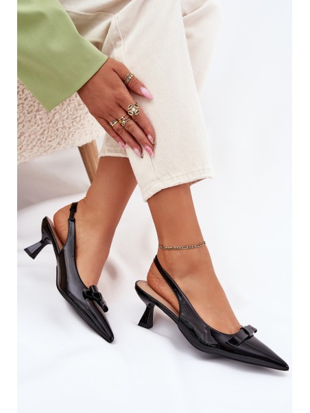 Patented High Heels With Bow Black Naylna