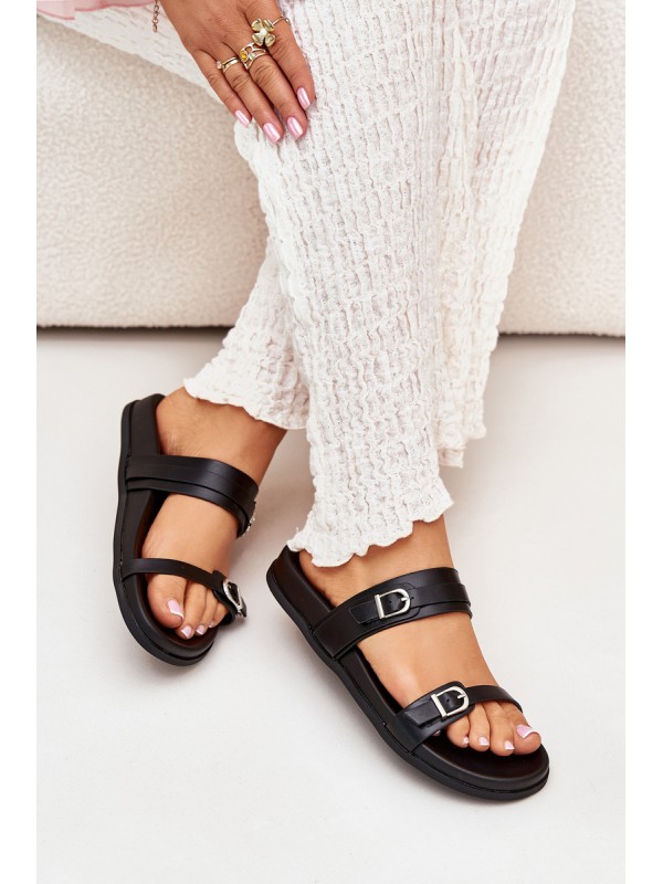 Women Sandals With Buckles Black Brinella 2