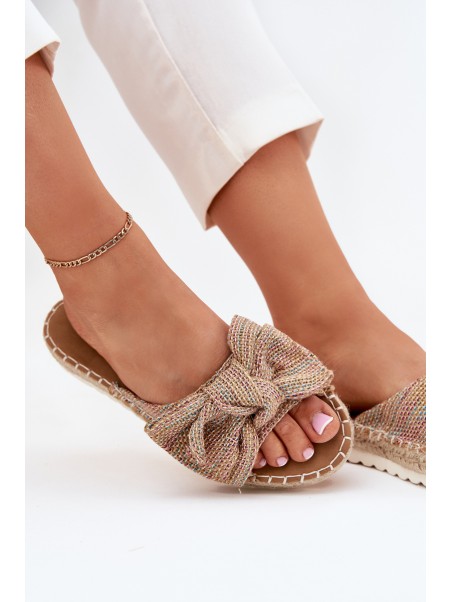 Ladies Platform Slippers With Braiding And Bow Multicolor Alpireda