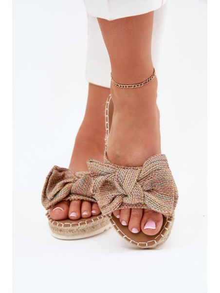 Ladies Platform Slippers With Braiding And Bow Multicolor Alpireda