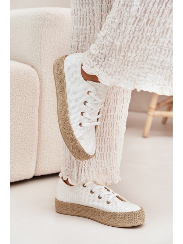Women's Platform Sneakers With Weaving White Princa 2