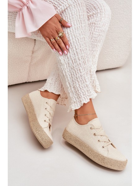 Women's Platform Sneakers With Braiding Beige Princa
