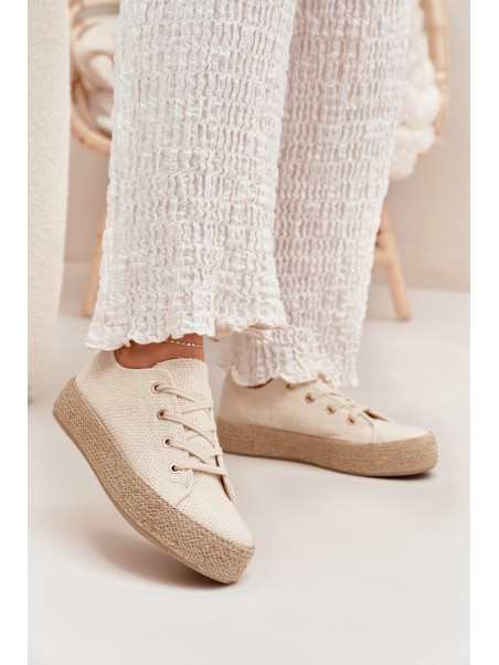 Women's Platform Sneakers With Braiding Beige Princa