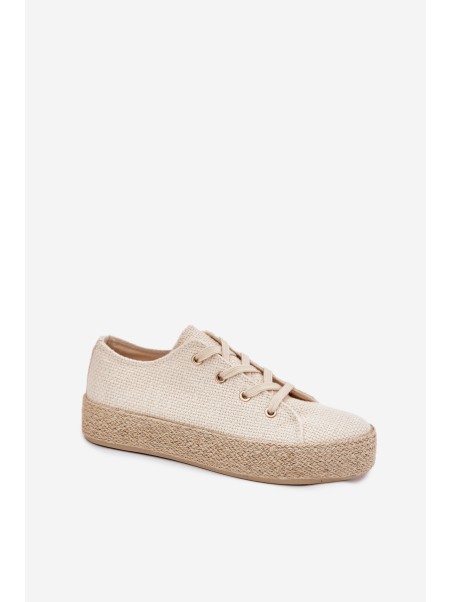 Women's Platform Sneakers With Braiding Beige Princa