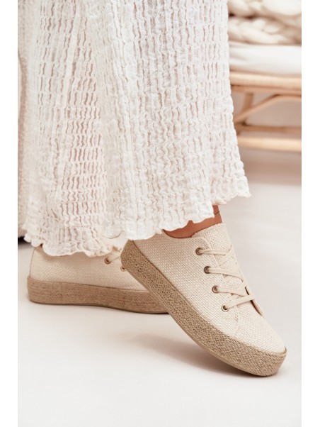 Women's Platform Sneakers With Braiding Beige Princa