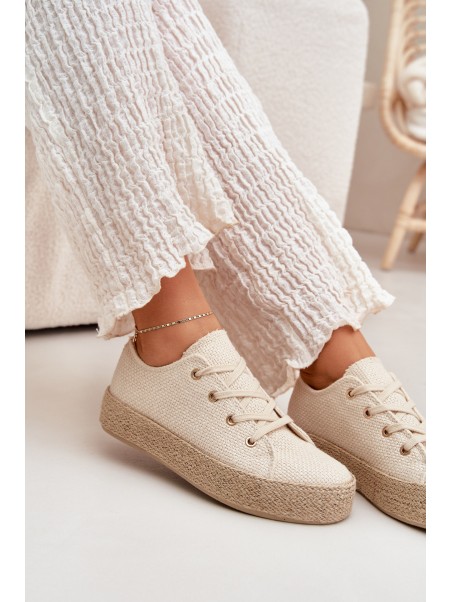 Women's Platform Sneakers With Braiding Beige Princa