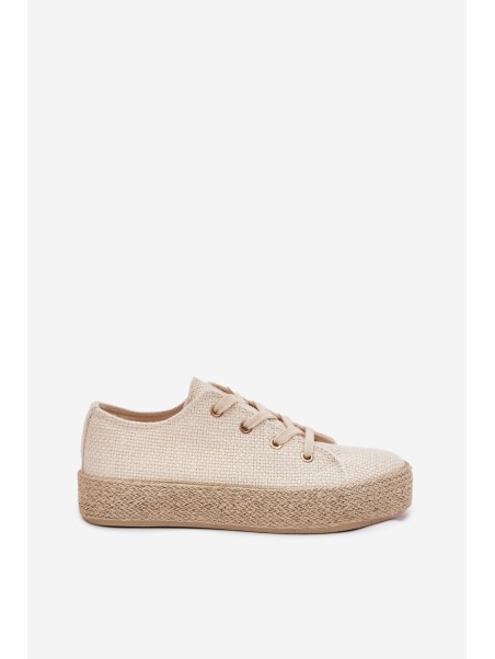 Women's Platform Sneakers With Braiding Beige Princa