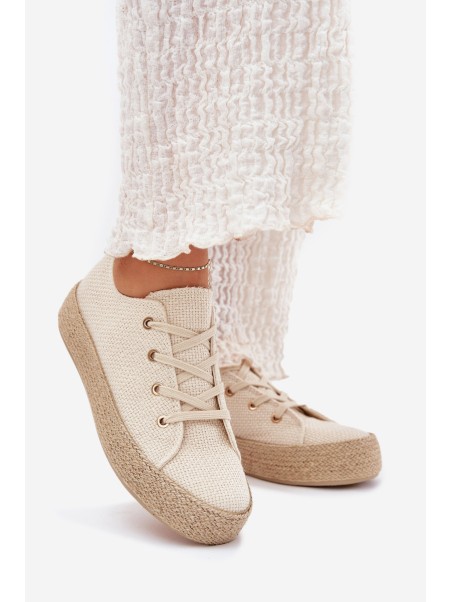 Women's Platform Sneakers With Braiding Beige Princa