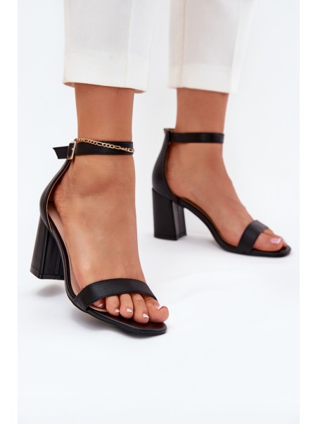 Womens Heeled Sandals With Strap Black Fevenne