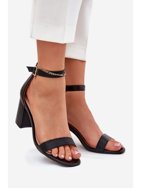 Womens Heeled Sandals With Strap Black Fevenne
