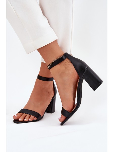 Womens Heeled Sandals With Strap Black Fevenne