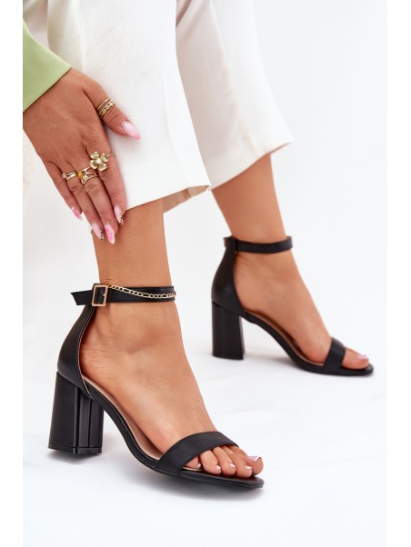 Womens Heeled Sandals With Strap Black Fevenne