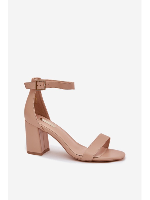 Eco Leather Women's Sandals On Heel Beige Irini