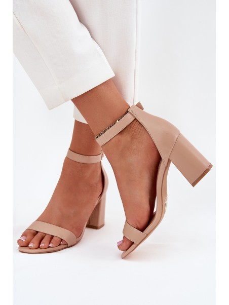 Eco Leather Women's Sandals On Heel Beige Irini