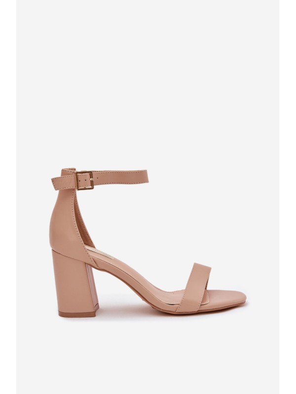 Eco Leather Women's Sandals On Heel Beige Irini