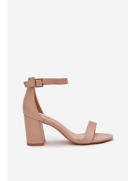 Eco Leather Women's Sandals On Heel Beige Irini