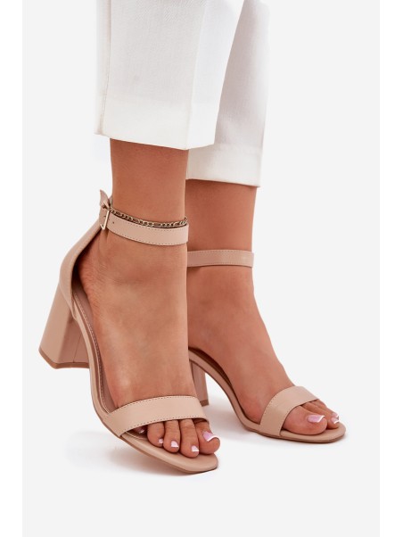 Eco Leather Women's Sandals On Heel Beige Irini