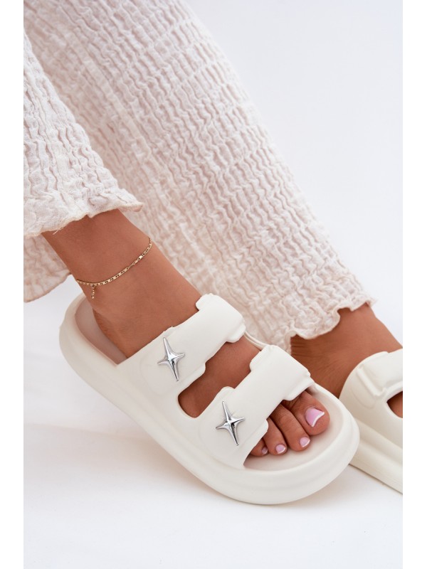 Women Foam Sandals On Platform Ecru Falowena