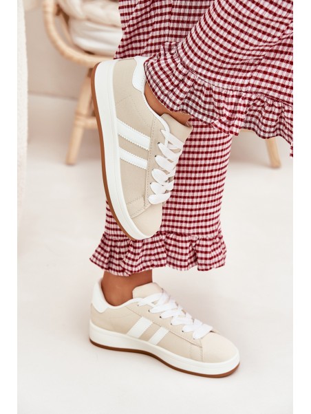 Women's Sports Shoes Sneakers Made Of Eco Leather Beige Ravina