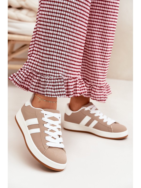 Women's Sports Shoes Sneakers Made Of Eco Leather Dark Beige Ravina