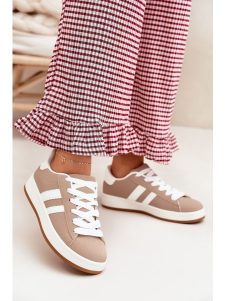 Women's Sports Shoes Sneakers Made Of Eco Leather Dark Beige Ravina
