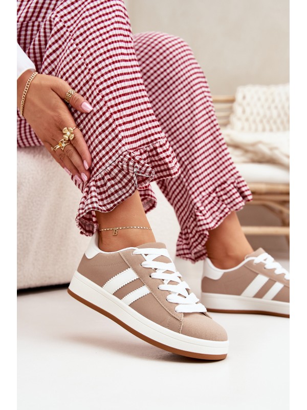 Women's Sports Shoes Sneakers Made Of Eco Leather Dark Beige Ravina