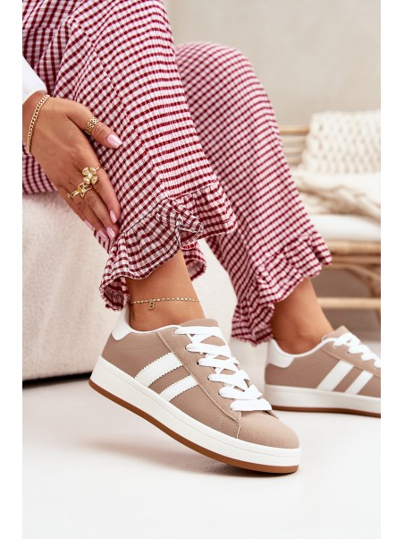 Women's Sports Shoes Sneakers Made Of Eco Leather Dark Beige Ravina