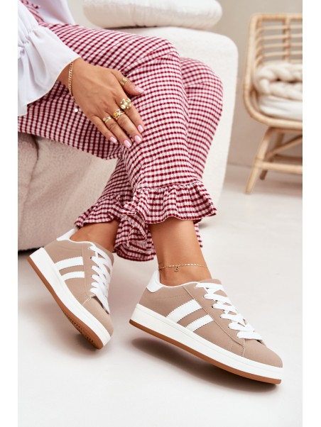 Women's Sports Shoes Sneakers Made Of Eco Leather Dark Beige Ravina